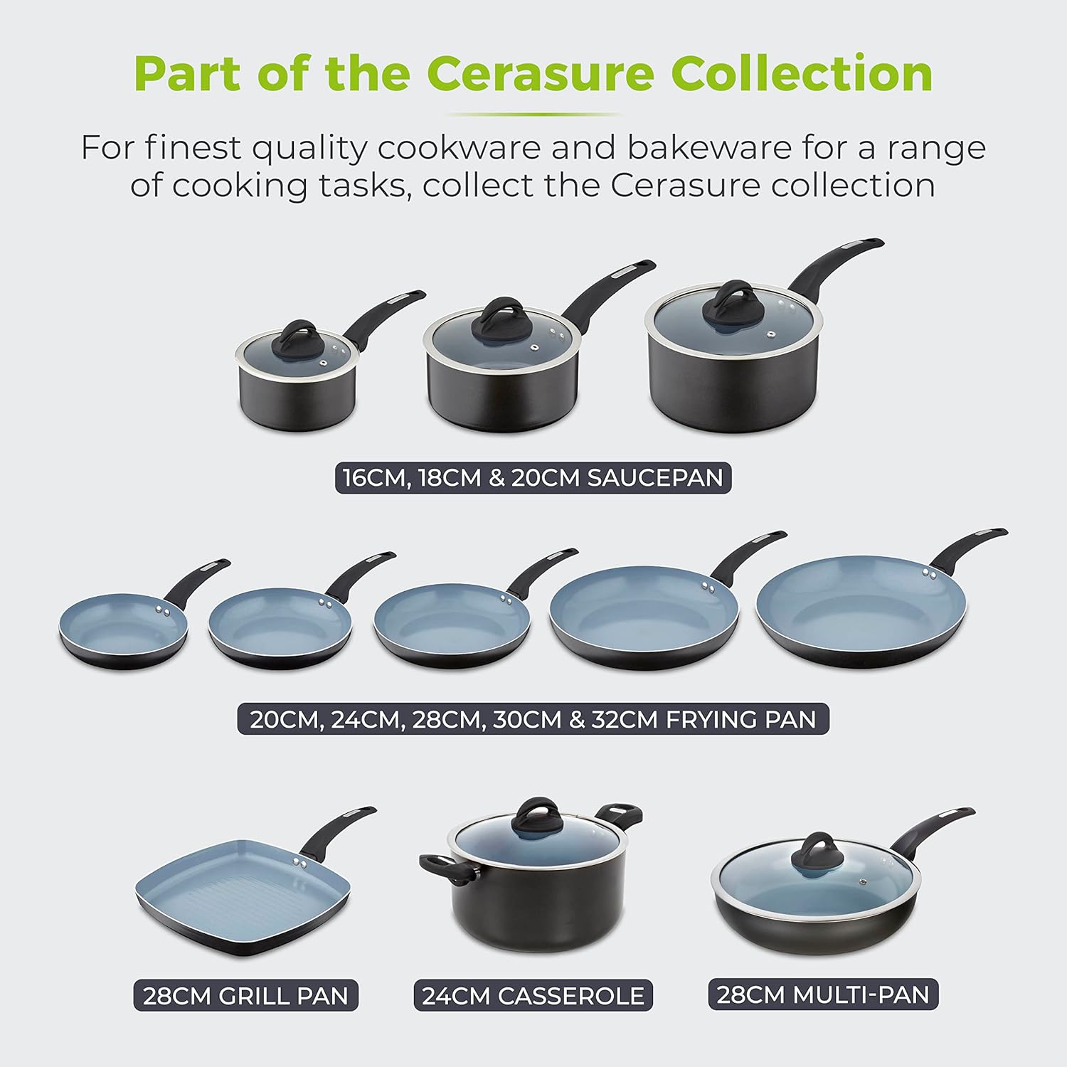 T80356 Cerasure 16 cm Saucepan with Non-Stick Coating, Suitable for all Hob Types, Graphite