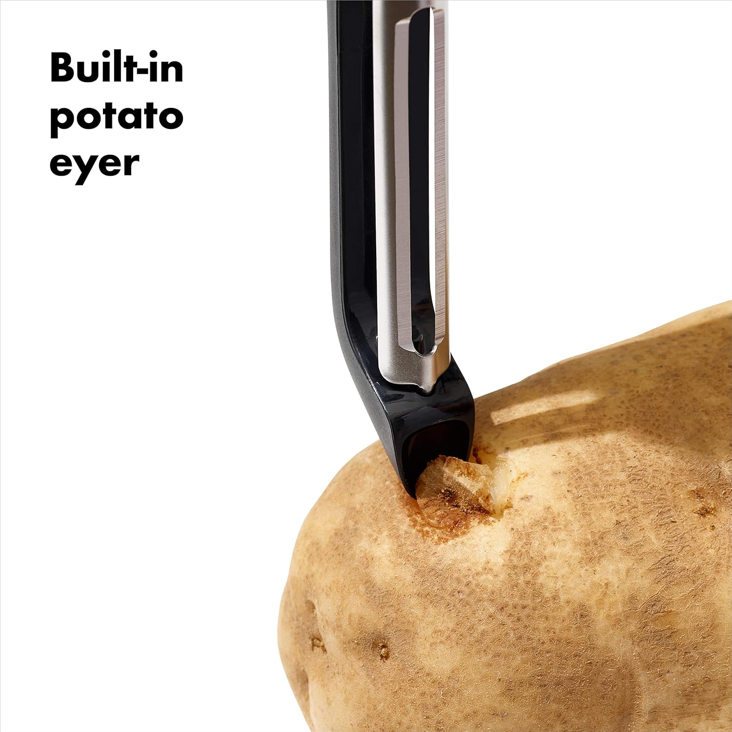 Good Grips Swivel Peeler – Twin Stainless Steel Blades for Apples, Potatoes & More – Built-in Potato Eyer – Non-Slip Handle – Dishwasher Safe Peeler for Tough-Skinned Fruit & Vegetables