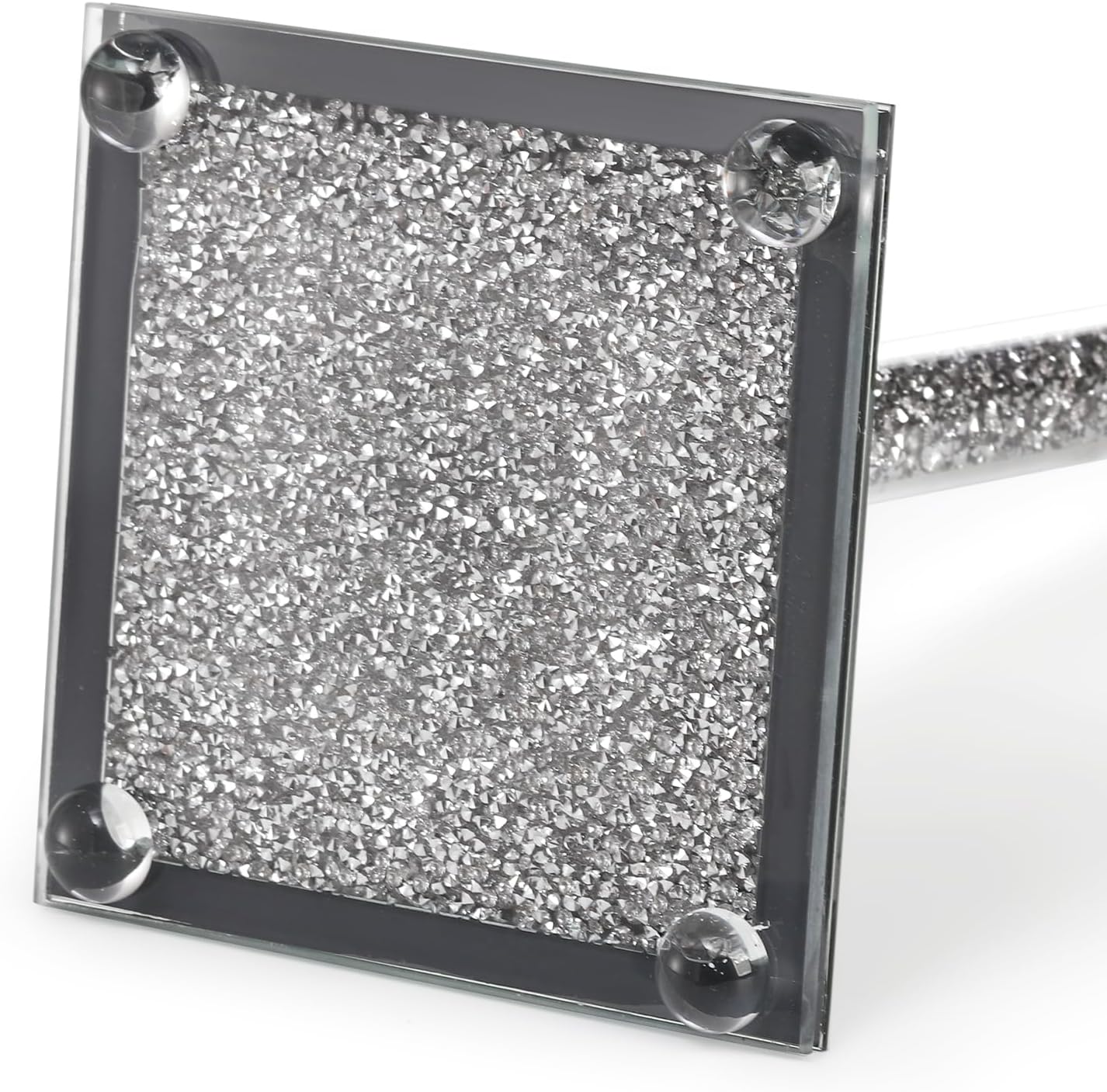 Suwimut Paper Towel Holder Countertop, Silver Standing Paper Towel Roll Dispenser Holder with Square Weighted Base, Tissue Holder Filled with Sparkly Crystal Crushed Diamond for Kitchen Bathroom