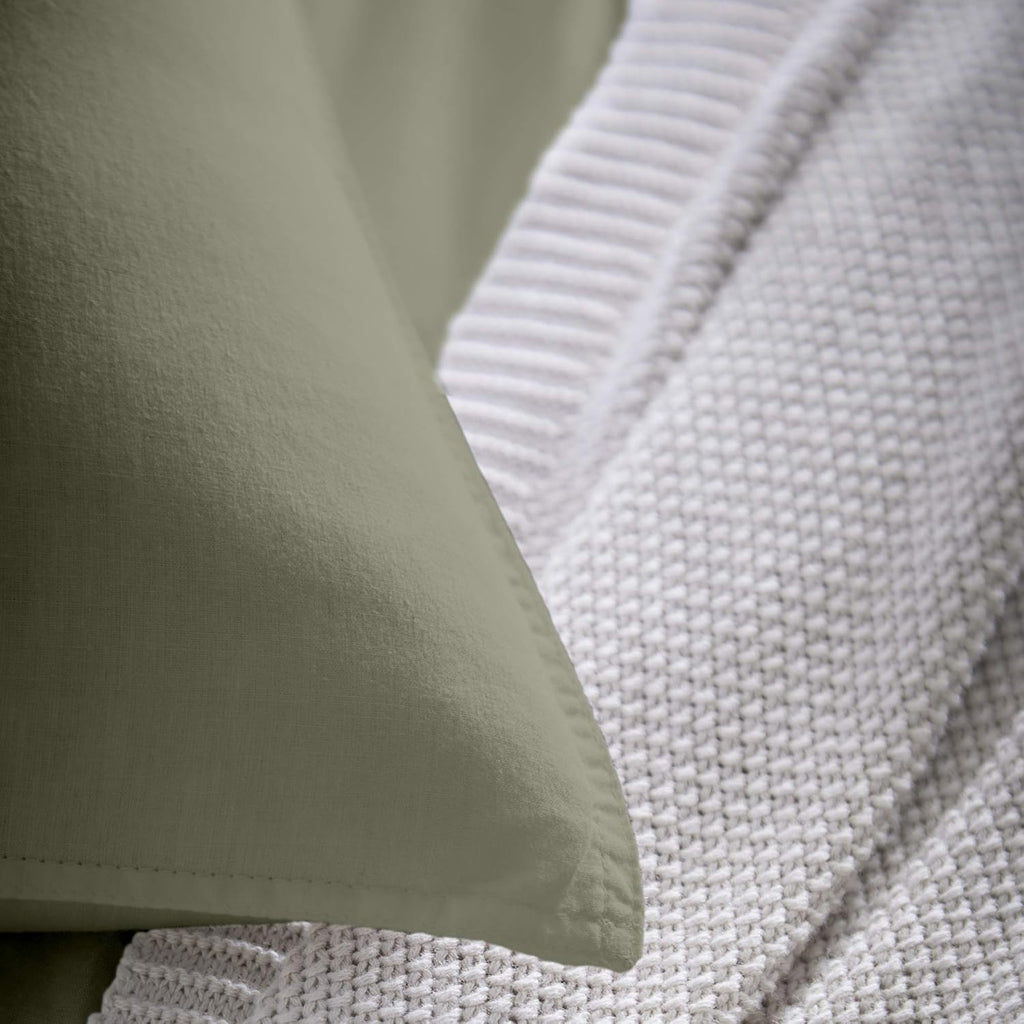 Cassia - Relaxed Cotton Duvet Cover Set, 100%, Khaki, Single