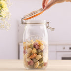Clip Top Jar 1.5 Litre (1500 ml) Airtight Glass Storage Jar for Preserving Fruits Vegetables Coffee Tea Rice Flour Nuts Pasta