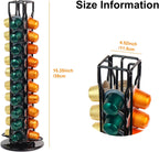 Coffee Capsule Holder Compatible for Nespresso - Coffee Pod Holder Classic 40 pcs Rotating Design Stainless Steel,Coffe Storage Rack for Capsule Holder Nespresso Capsule Storage（Black)