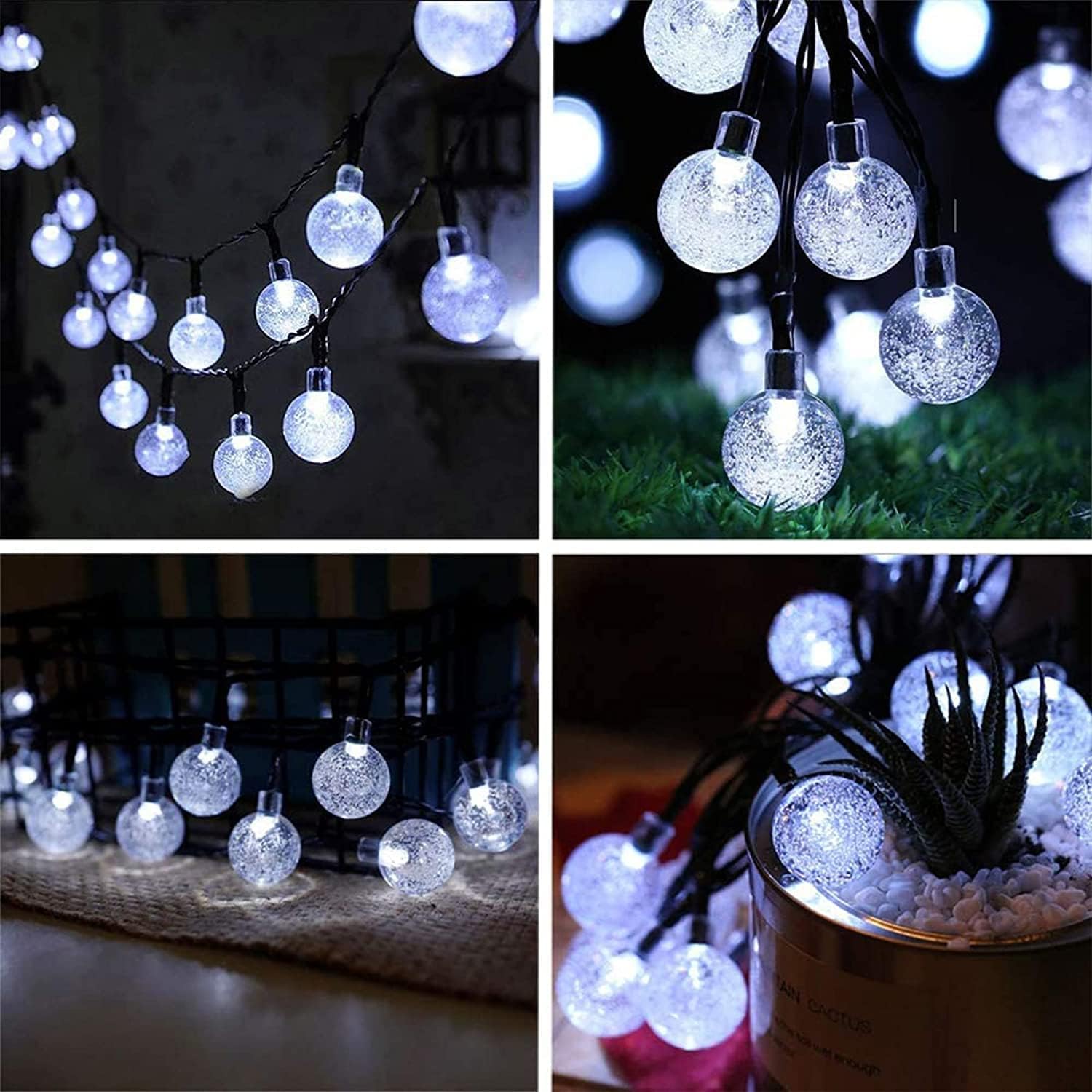 Solar Garden Lights Outdoor Waterproof, 100LED 12M/39Ft Solar Fairy Lights, Crystal Ball Lights with 8 Modes, Decorative Lighting for Home, Yard,Patio, Party, Wedding,Christmas (Cool White) Secondary image