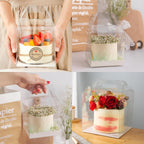 10Pcs Transparent Cake Boxes, Square Plastic Baking Box Clear Cake Gift Box with Handle, 5.25in Individual Cake Boxes Containers Display Box for Dessert Candy Cakes