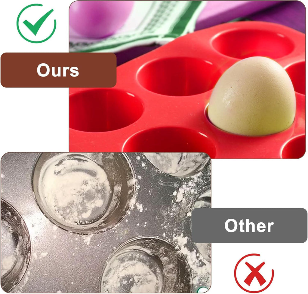 3 PCS Mini Muffin Tray 24 Cups, Silicone Muffins Pan Non-Stick Mini Cupcake Tray Reusable Muffin Baking Tray - 34 x 23 x 2.5cm - Red