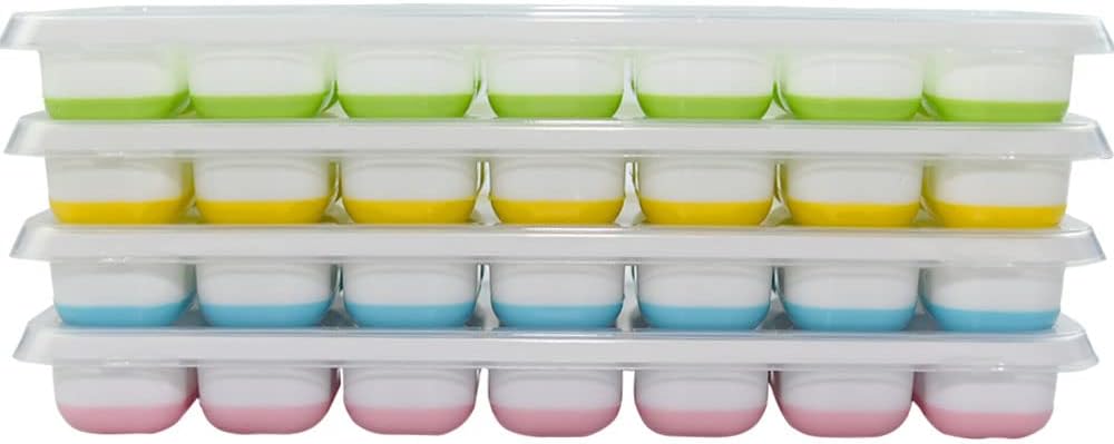 Ram® 4 X Pack Silicone Ice Cube Tray Set of 4 Ice Moulds Freezer Stackable Non Spill Ice Cube Tray Dishwasher Safe BPA Free