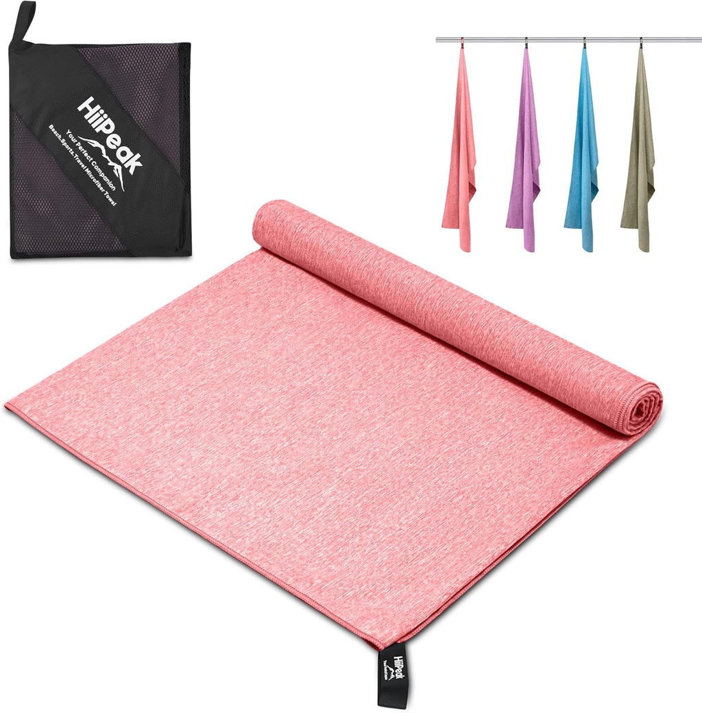 Large Microfibre Towel (180x90cm) Compact Camping Beach Towel Swim essentials - Quick Dry Lightweight Absorbent Sports Gym Yoga Swimming Hiking Drying Towel for Men,Women(Pink-1pack, X-Large)