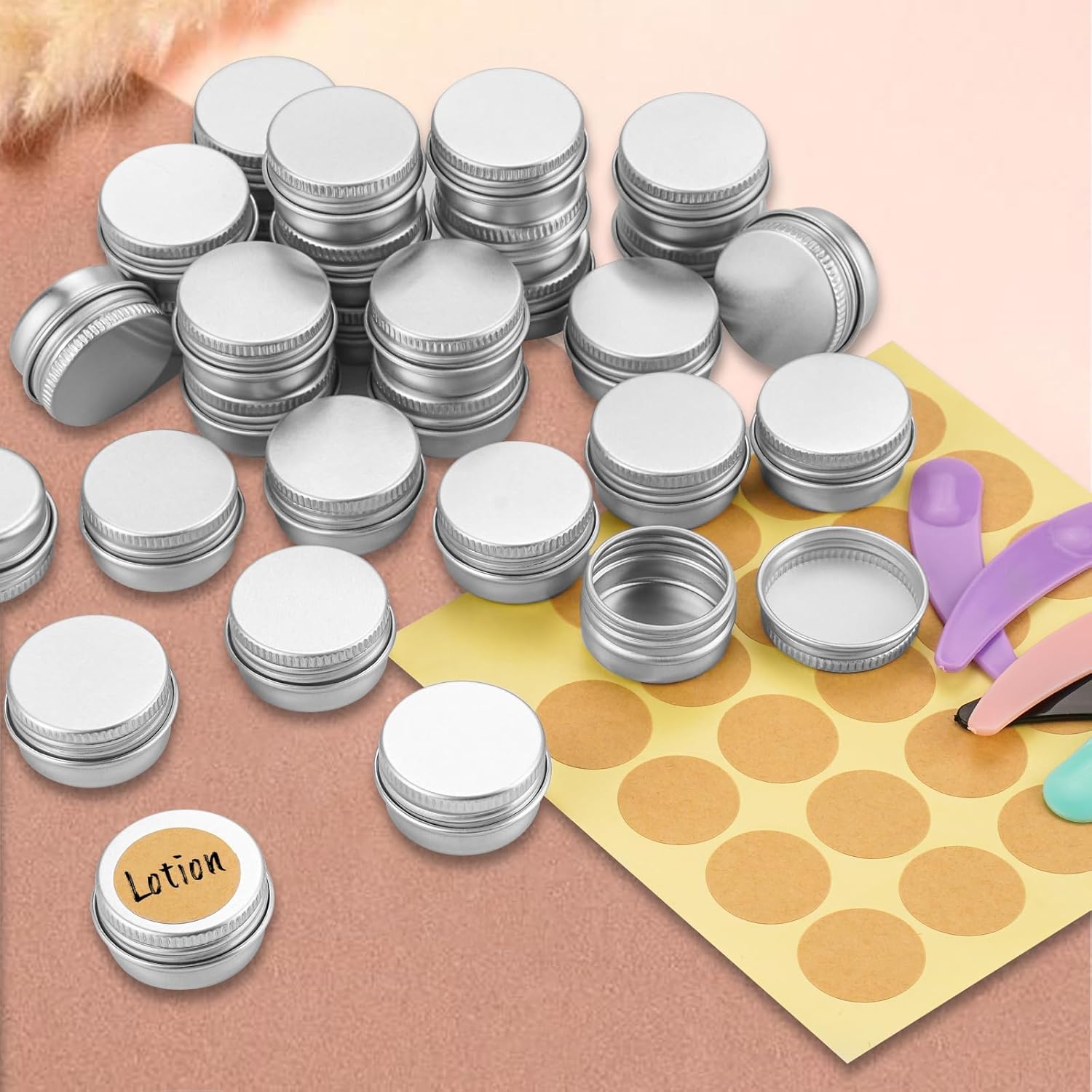 30Pcs 5ml Aluminum Cosmetic Pots with Leak-Proof Screw Lids,Travel Sample Containers,Portable Mini Storage Jars for Lip Balm, Creams and Makeup