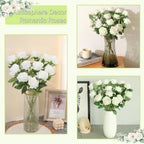 15Pcs Small Fake Roses Velet Roses Long Stem Artificial Flowers Silk Flowers for Home Wedding Decoration (Pearl Roses,White)