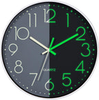 Luminous Wall Clock Bedroom Clock Non Ticking Silent Wall Clock Modern for Living Room Kitchen Office Bathroom Battery Operated Grey Glow in the Dark