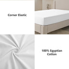 Double Fitted Sheet 100% Egyptian Cotton 300TC Hotel Quality 30 cm White Fitted Bedsheets