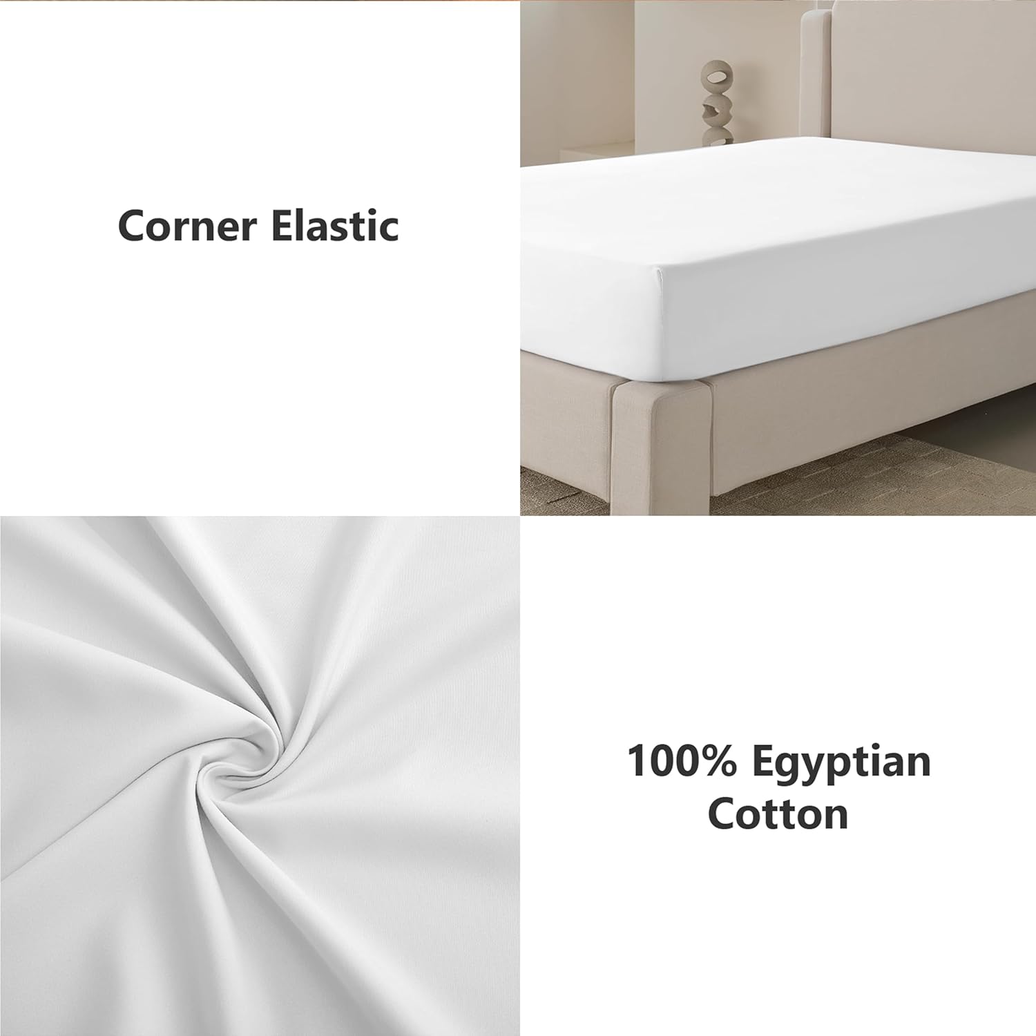 Double Fitted Sheet 100% Egyptian Cotton 300TC Hotel Quality 30 cm White Fitted Bedsheets