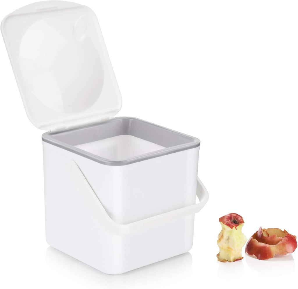3.5L Caddy, Kitchen Food Waste Caddy, Recycle Bins for Kitchen, Multipurpose Storage Caddy, Removable Bag Retention Ring & Sturdy Handle, Choice of Colours, Made in the UK