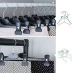 10 Black Plastic Trouser & Skirt Adjustable Clip Hangers – 35cm
