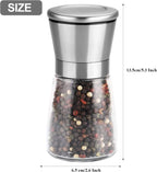 Stainless Steel Salt and Pepper Grinder, Refillable and Adjustable Coarseness Manual Pepper Mill, 5.3"x 2.5" Professional Grinder for Spices and Seeds, Fits in Home, Kitchen, Outdoor (2 Packs)