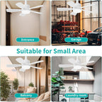 50CM LED Ceiling Fan with Remote, E27 Screw in Light, 6 Speeds, 3 Colours Stepless Dimming 2000 Lumens, Timer for Bedroom, Kitchen, Garage