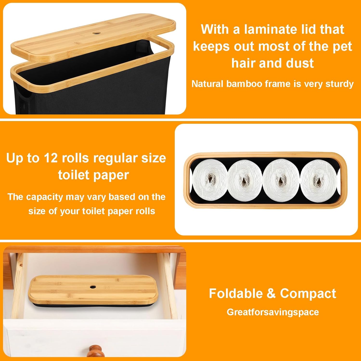 Toilet Roll Storage, Toilet Roll Storage Basket with Lid, Multifunctional Toilet Paper Basket, Toilet Paper Basket Cabinet, Toilet Roll Holder Storage Stand