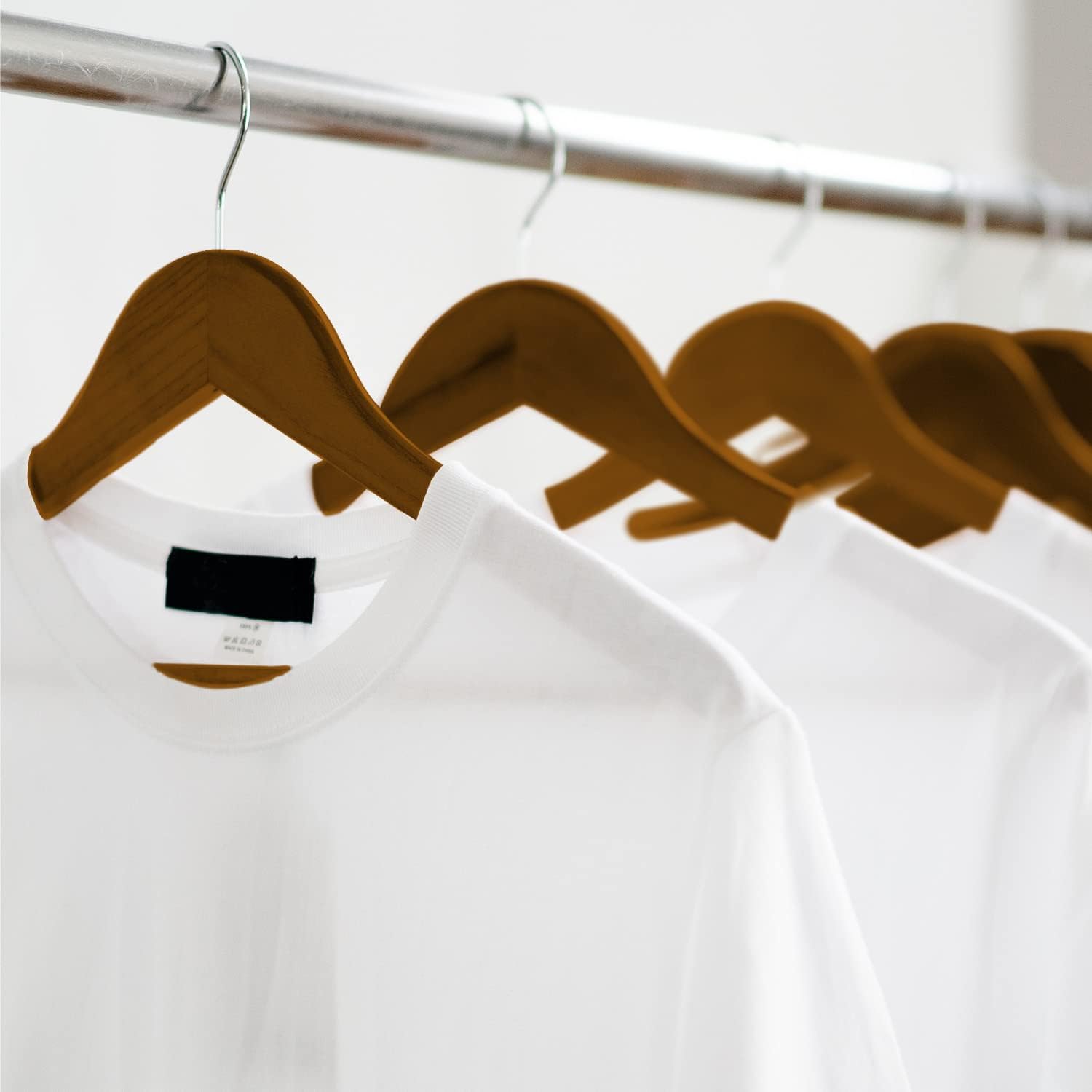 Strong Wooden Coat Hangers with 360 Degree Rotatory Hook & Round Trouser Bar & Shoulder Notches - Durable Wardrobe Space Saver - Suitable for Coat, Jacket, Suit, Jumper (Walnut, 20 Pack)