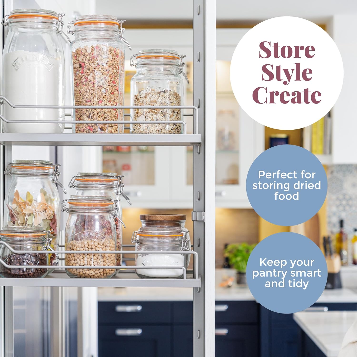 Clip Top Jar 1.5 Litre (1500 ml) Airtight Glass Storage Jar for Preserving Fruits Vegetables Coffee Tea Rice Flour Nuts Pasta