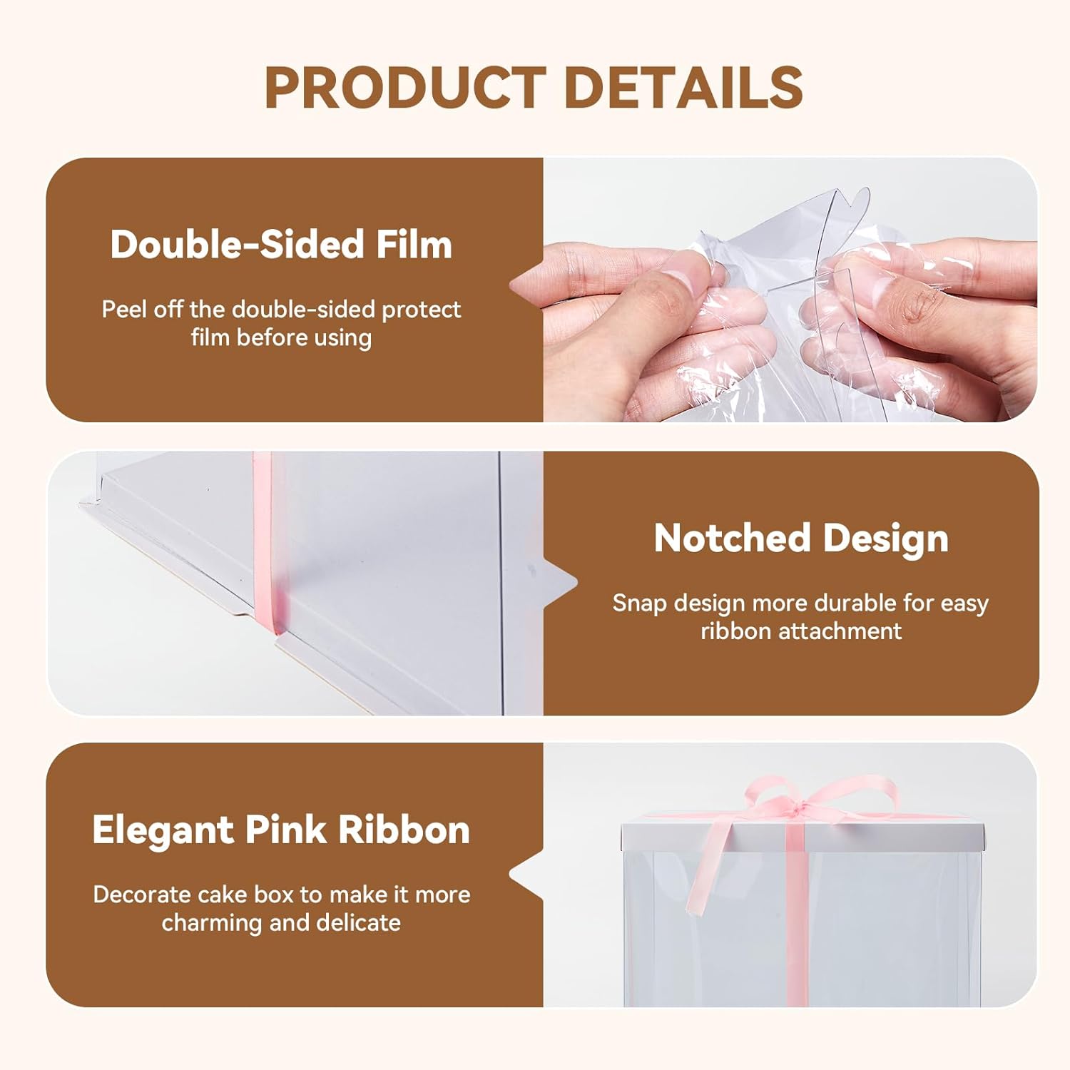 Clear Cake Box, 34x34x37CM for 12 Inch Tall Cake Box, Transparent Cake gift Boxes with Lid & Ribbon, Plastic Cube Cake Gift Packaging Boxes for Birthday Wedding Christmas Party