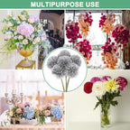 6-Pack Artificial Chrysanthemum Ball Flowers,11 Inch Faux Chrysanthemum Silk Bouquets Real Touch Faux Flowers for Home/Wedding/Christmas/Party[Silver]