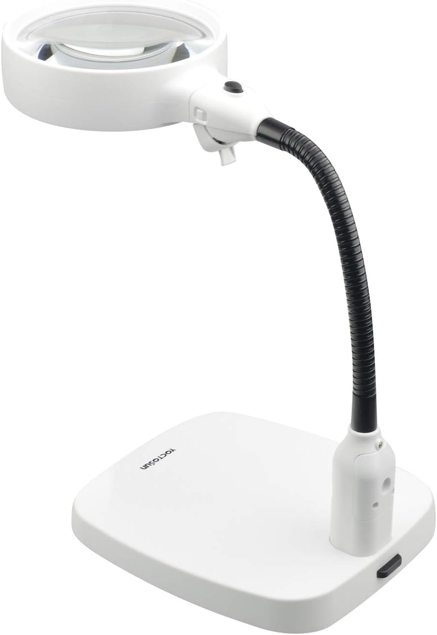 10X LED Magnifying Lamp Desktop Magnifier With Daylight Bright Lights and Flexible Gooseneck for Reading, Working, Hobby, Soldering and Crafts (USB Lighted)