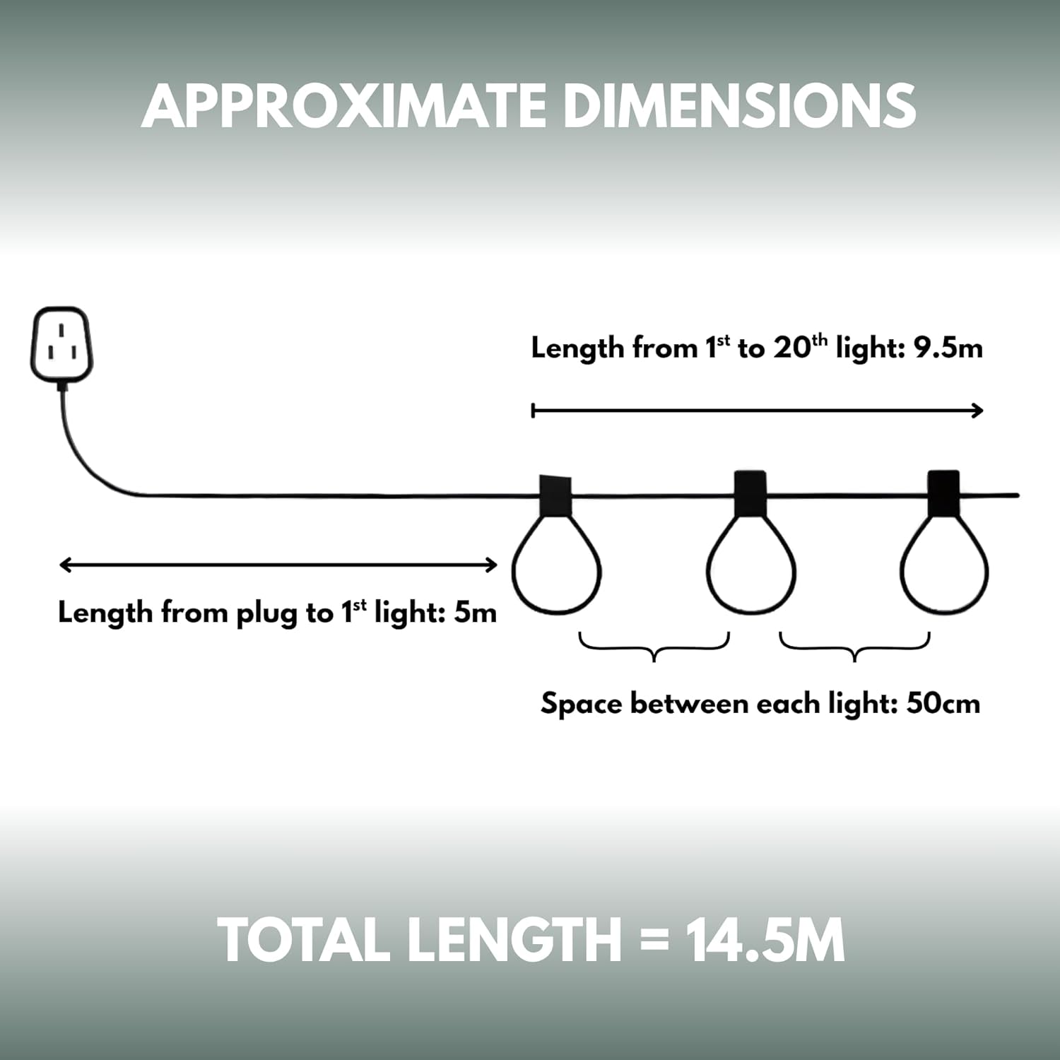 Multi Coloured Outdoor Lights 14M/45FT Festoon Light Outdoor Garden Lights Main Powered Waterproof Christmas Lights Decorations for Home Fence Gazebo Patio Parties Wedding Parties Secondary image