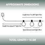 Multi Coloured Outdoor Lights 14M/45FT Festoon Light Outdoor Garden Lights Main Powered Waterproof Christmas Lights Decorations for Home Fence Gazebo Patio Parties Wedding Parties