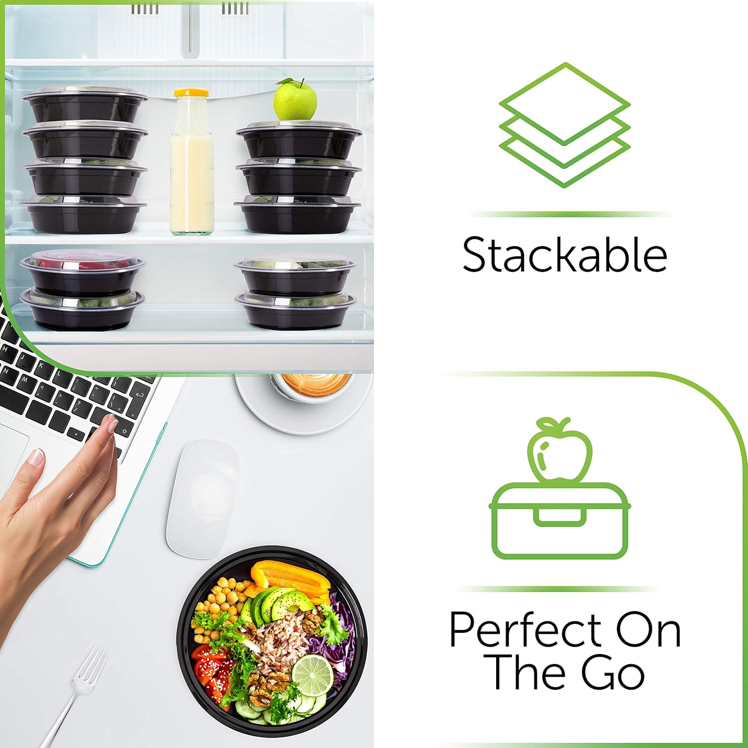 [30-Pack] Meal Prep Containers Reusable - Batch Cooking Plastic Food Containers with Lids - Microwavable Freezer Dishwasher Safe - Takeaway Lunch Box