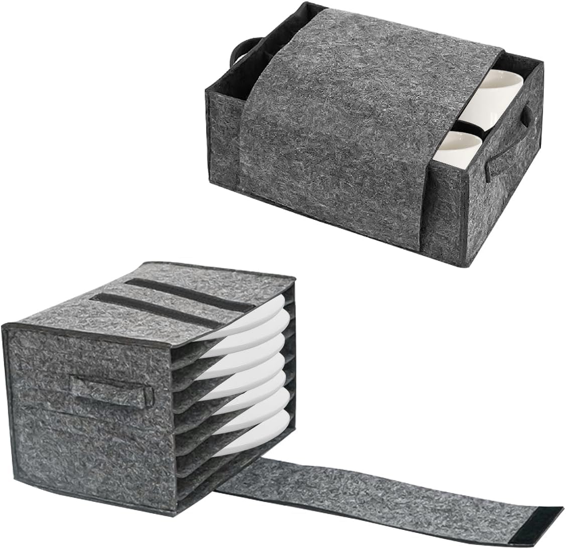 2 PCS Plate Cup Storage Box, Caravan Plate Holder, Camping Storage Bag, Plate and Cup Storage, for Protecting Motorhome Cupboard Kitchen Cookware Main image