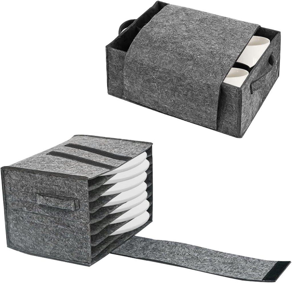 2 PCS Plate Cup Storage Box, Caravan Plate Holder, Camping Storage Bag, Plate and Cup Storage, for Protecting Motorhome Cupboard Kitchen Cookware