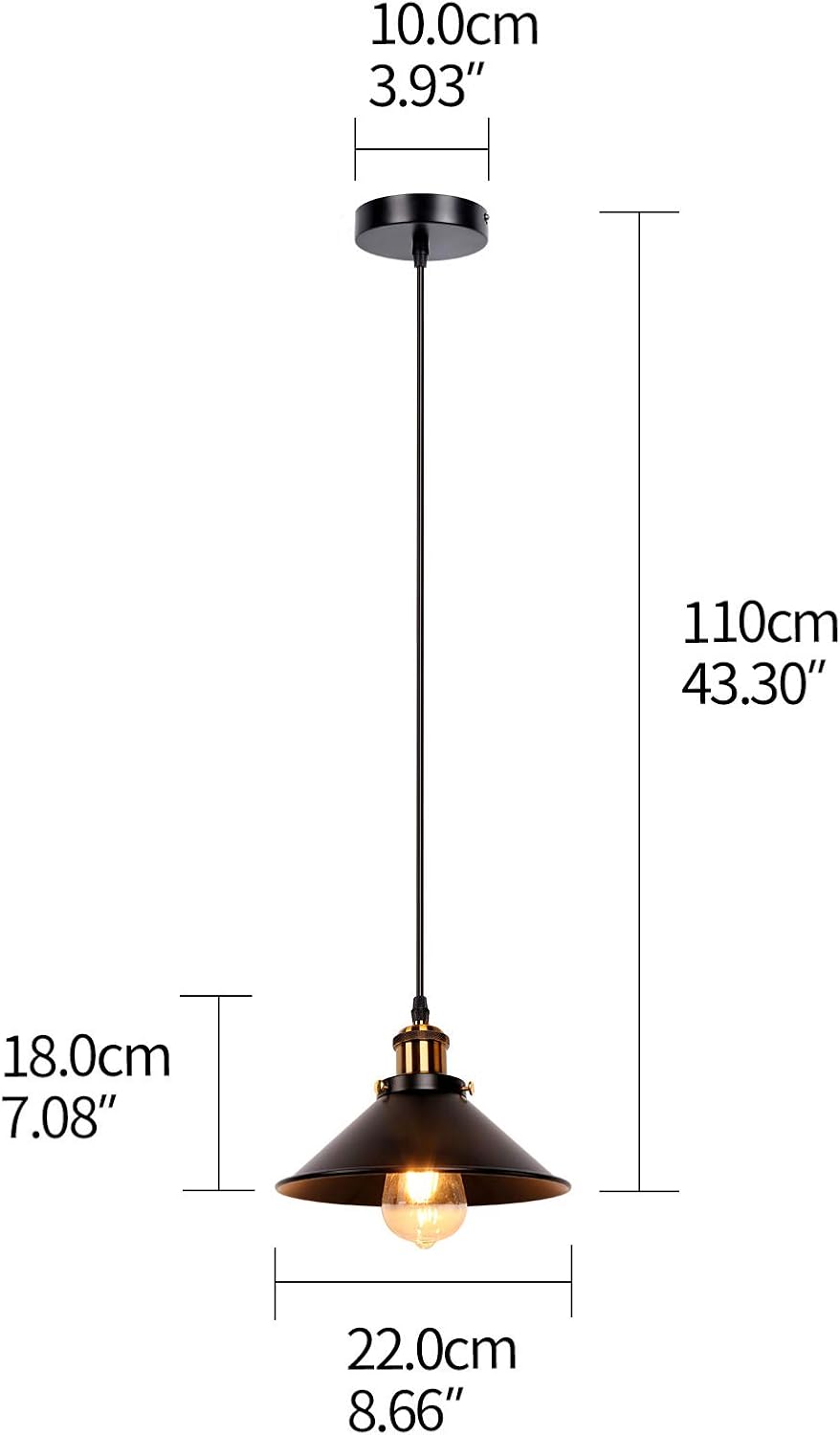 Industrial Retro Black Iron Kitchen Restaurant Bar Balcony Hanging Pendant Light (3 Pack)
