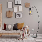 Vintage Suspended Pendant Light Ceiling Lighting Fitting, E27 Lamp Holder with 6M Plug and Switch, Industrial Plug in Ceiling Lights, Retro Cage Hanging Lights Plug in Pendant Lights for Loft