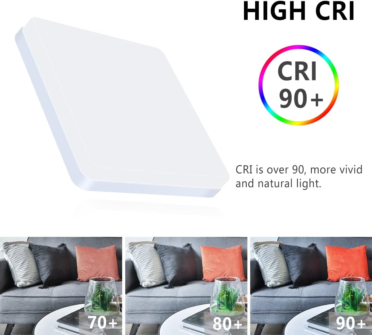 LED Ceiling Light, 36W Daylight White 6500K, 3240LM Bright Indoor Ceiling Lights for Bedroom, Kitchen, Hallway, Outside Porch and More Secondary image