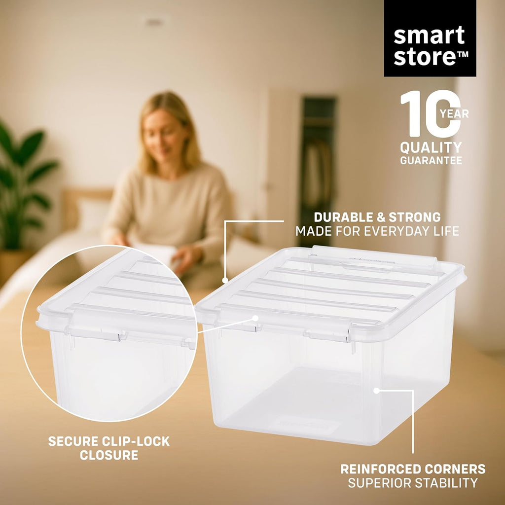 Store - 10x Plastic Storage Box with Lid Classic 2L (21x17x11cm) |Storage Drawers|Food-Safe Material|Kitchen & Organisation|BPA-Free|Durable Container for Home & Office|10-Year Warranty