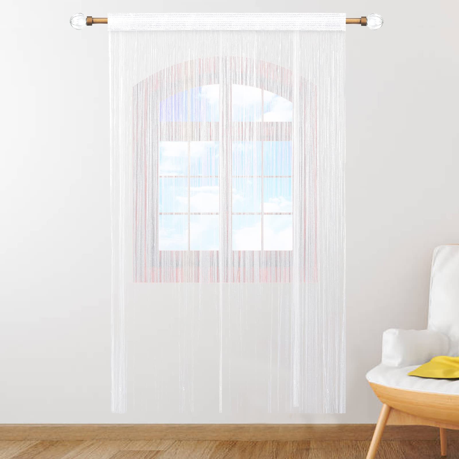 String Door Curtains, Fly Screens for Doors, Hanging Curtain Door Screens for Keeping Out Flies for Doorways Divider Wedding Decotations 39" X 78.7" (White) Main image