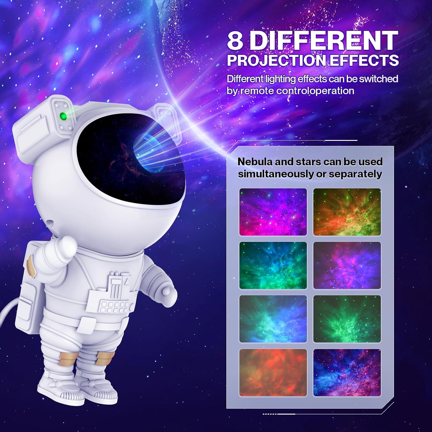 Dienmern Astronauts Starry Sky Projector, LED Galaxy Projector with Remote Control Galaxy Light Projector Adults Bedroom Room Decoration, Gifts for Kids & Adults Secondary image