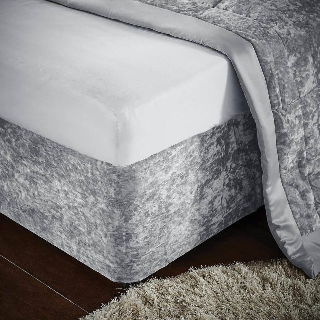 Crushed Velvet King Divan Base Wrap Silver BD/46254/W/BWRAPK/SI