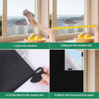 100% Blackout Blind,200 x 145 CM Stick on Blackout Blinds for Windows,No Drill Portable Temporary Fits Any Size Blackout Blinds with 20PCS Hook and Loop Tapes for Bedroom Loft Car Travel