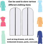 2PCS Dress Bags Covers Long Garment Covers Bag Dress Bag Long Dress Bags Covers Translucent with Zip Waterproof Dustproof Dress Covers Garment Bags Full Length(60 * 140cm)