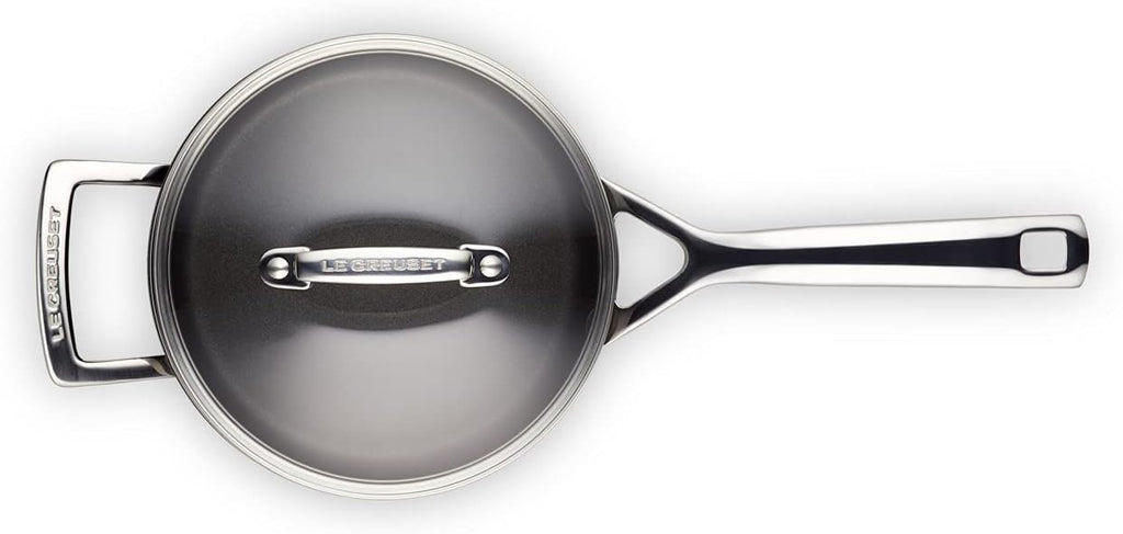 Toughened Non-Stick 18x11.1cm Saucepan with Helper Handle and Glass Lid, Aluminium, 51108180010302, Black
