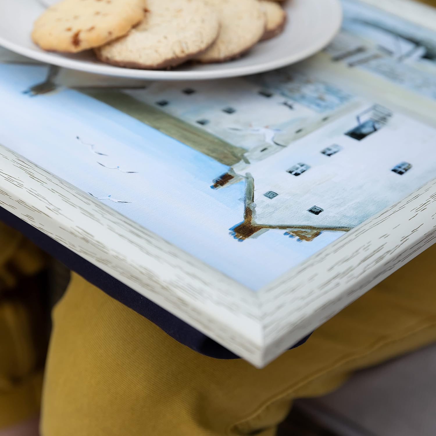 Creative Tops “Cornish Harbour” Lap Tray with Cushion, Bean Bag Cushioned, 44 x 34cm