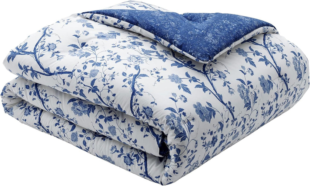 Laura Ashley Home Elise Bonus Luxury Premium Ultra Soft Duvet Coverlet, Lightweight Comfortable 3 Piece Bedding Set, Stylish Design for Home Décor, King, Medium Blue