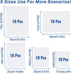 50 Pcs 5 Sizes Zip Lock Bags for Clothes,Maternity Hospital Bag Organiser Pouches,Clear Plastic Reusable Ziplock Bags for Clothes,Travel,Luggage,Shoes,Cosmetics,Frosted and Transparent,No Holes