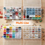 2 Pack 36 Grids Organiser Storage Box, Fishing Tackle Box, Clear Stackable Plastic Container with Adjustable Dividers for Beads, Art DIY, Crafts, Jewelry, with 5 Sheet Label Stickers