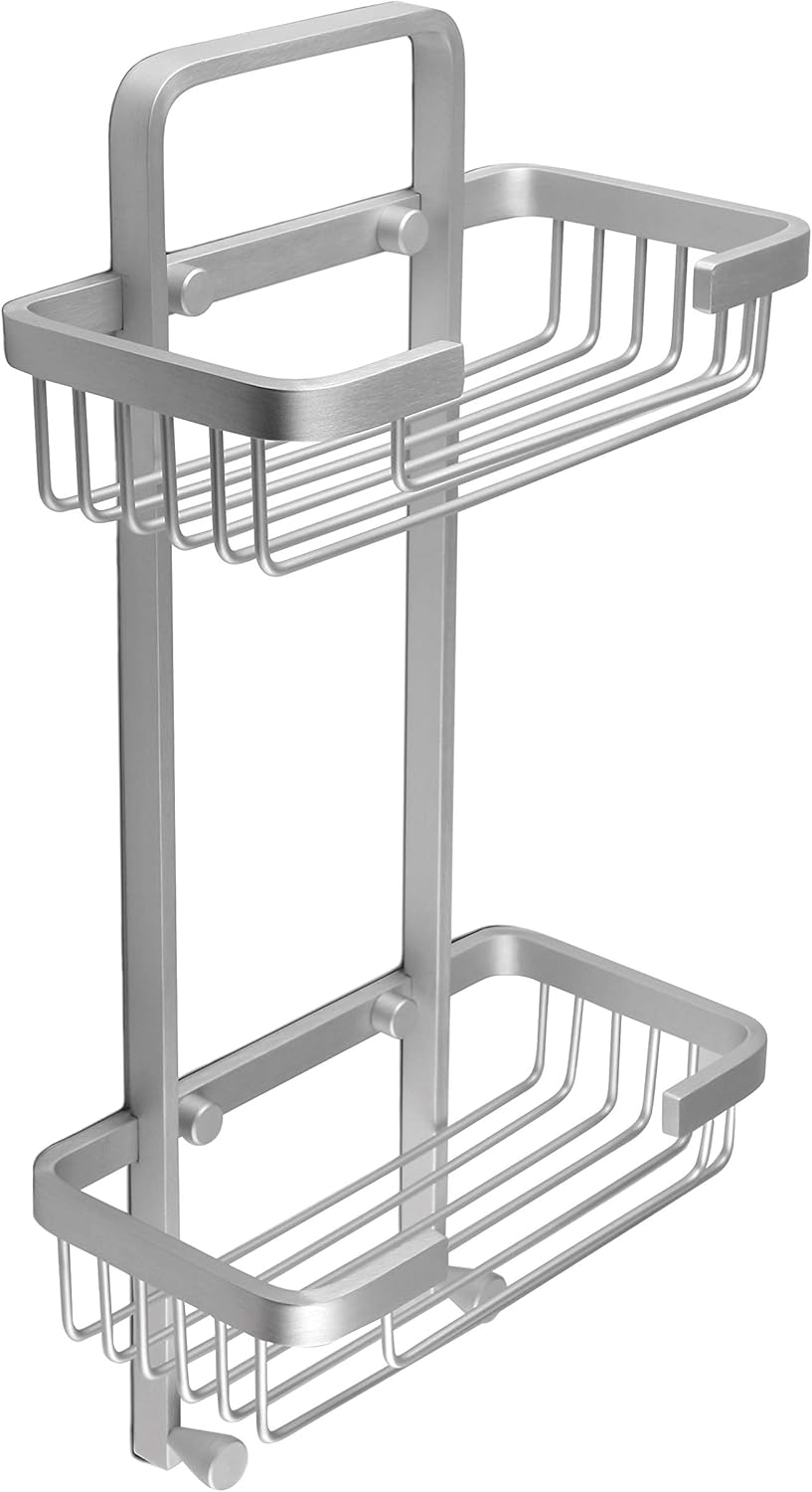 Ice Double Rectangular Storage Basket, 205 x 105 x 385, Silver Main image