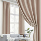 DUALIFE Warm Taupe Back Tab Curtains 84 Inches Long 2 Panels, Pinch Pleated Look Vertical Blinds Window Curtains for Patio Sliding Glass Door 70 inch Wide Privacy Draperies 70 x 84 inch, Rose Tan