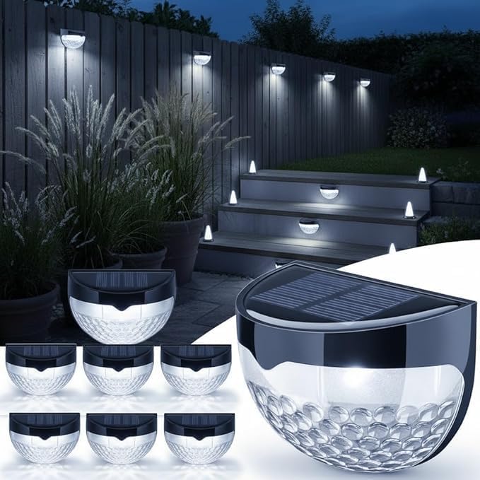 Solar Lights Outdoor Garden - Pack of 8 Outdoor Lights - Waterproof Night Light for Pathway, Patio, Deck, Fence - Solar Security Light with Dusk to Dawn Sensor - Outdoor Lighting