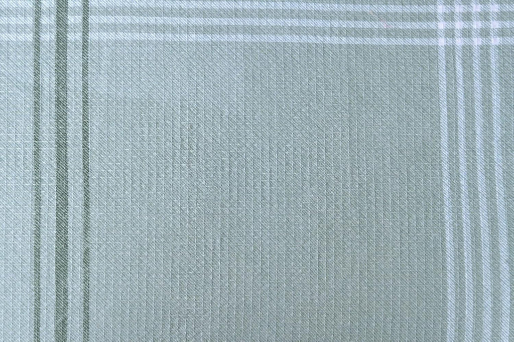 Waffle Green Check Reversible Duvet Cover Quilt Pillow Cases Bedding Set Soft Easy Care- Double (200cm x 200cm