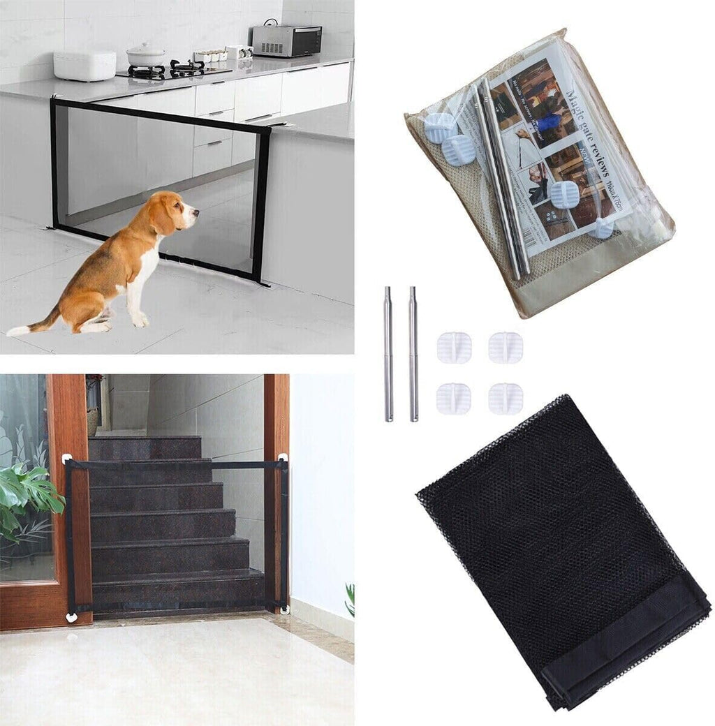 Magic Gate for Dogs, Portable Folding Safety Stair Gate Safe Guard Isolation Net with Hooks Indoor Pet Dog Mesh Fence, Easy Install Anywhere for Pet Dogs Cats, 180x72cm